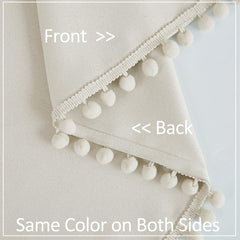 Treatmentex Pom Pom Curtains rod-pocket header enables easy installation and casual gathered look.