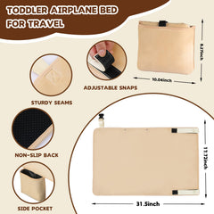 TrekBabe airplane-seat-extender strapped to tray table for secure setup