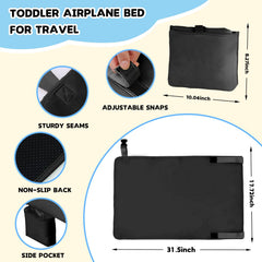 TrekBabe toddler airplane bed on-flight scene highlights soft breathable materials.
