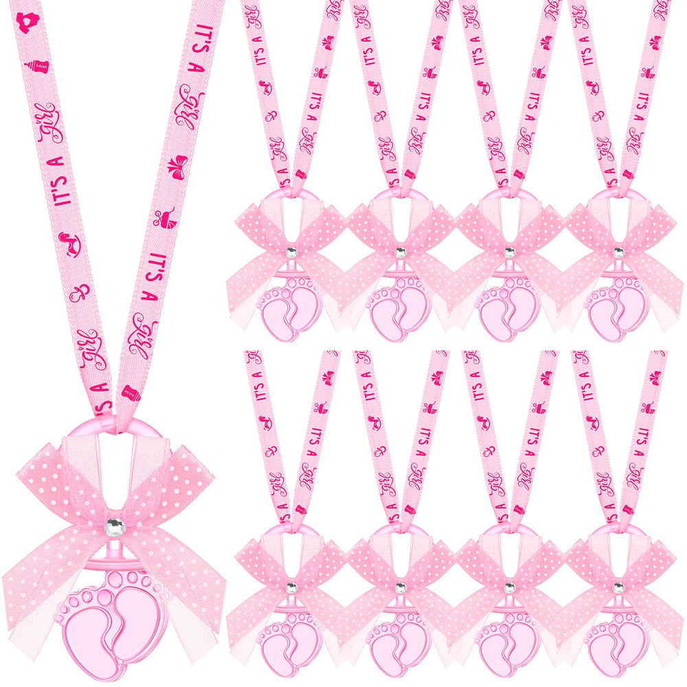 TrelaCo pacifier necklaces pink pack adds festive decor and party favors for a baby shower.