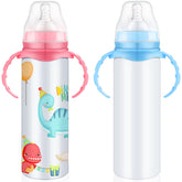 TrelaCo 8oz pink-handled sublimation sippy cup for toddlers—leakproof on-the-go hydration