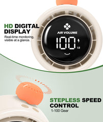 TRELC rechargeable fan 3800mAh provides up to 12 hours of portable cooling