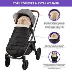 TrendHub Bunting Bag for UPPAbaby zip-out extension grows with child.