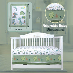 TrenD'Lay crib skirt with dinosaur print enhances nursery decor