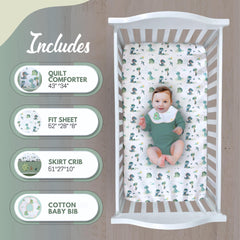 TrenD'Lay dino fitted sheet on standard crib for a secure fit