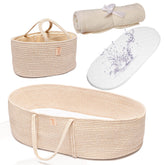 Trendy Baby Changing Basket closed view showing durable handwoven rope for lasting organization.