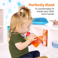 Tribello kids water bottle with flip straw lid, easy sipping for thirsty kids.