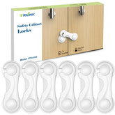 TRILINK cabinet locks 6-pack on kitchen cabinet doors promote child safety and organization.