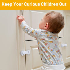 TRILINK baby proofing locks installed on drawers demonstrate easy access control.