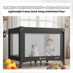 Trimigo travel crib mattress close-up showing plush comfort.