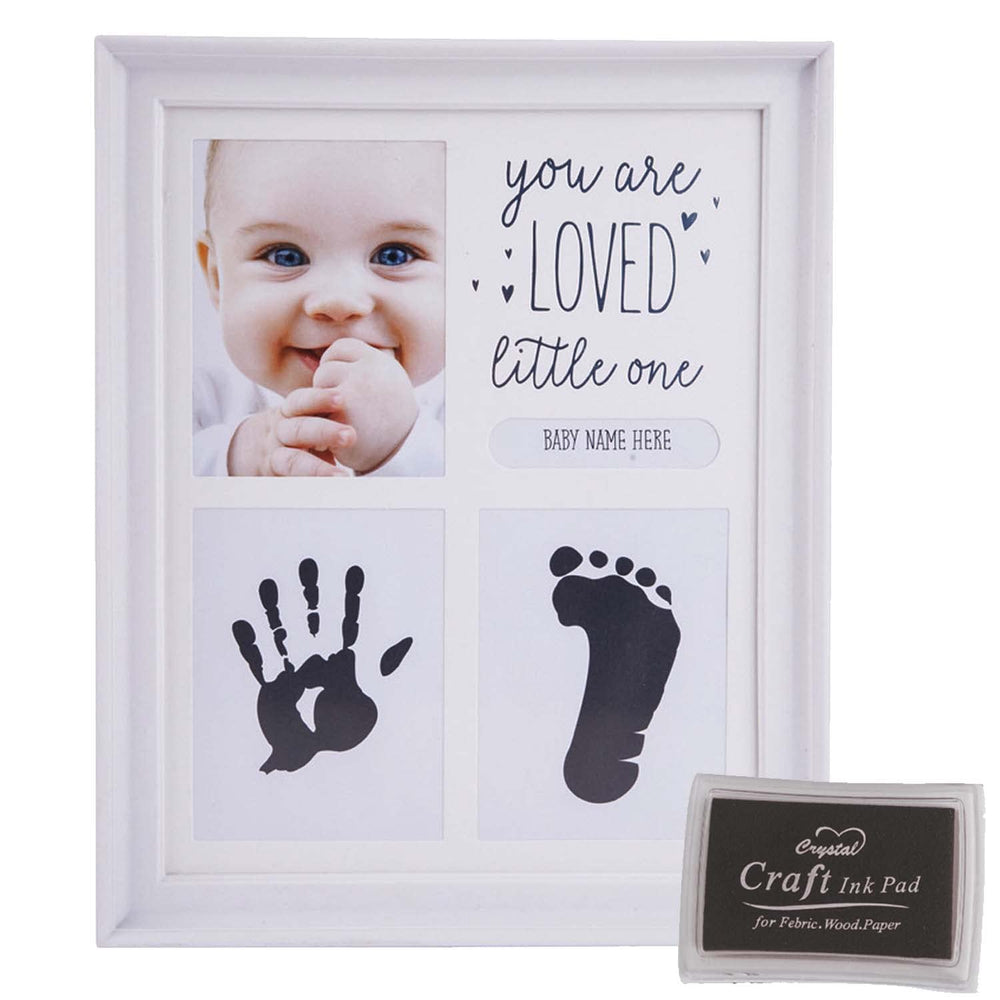 TRLREQ Baby Handprint Kit frame front view ready for nursery decor.