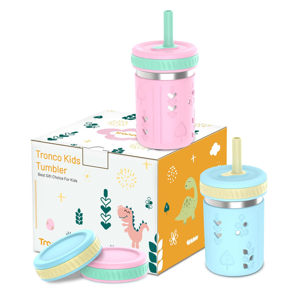 Tronco 2Pack 10oz toddler cups with drink and snack capability for home and travel.