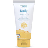 TruKid Daily Mineral Sunscreen tube front demonstrates kid-friendly, easy application.