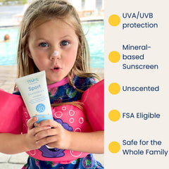 TruKid Sport sunscreen face-application demonstrating non-greasy coverage for active kids