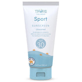 TruKid Sport SPF30 mineral sunscreen tube close-up showing protective formula for delicate skin