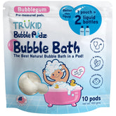 TruKid Bubble Podz in tub creates rich bubbles for safe bath time.