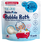 TruKid Bubble Podz packaging demonstrates a mess-free bath solution