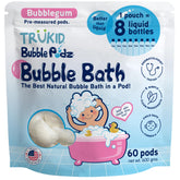 TruKid Bubble Podz in tub creating rich bubbles for playful bath time.