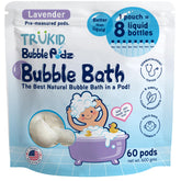 TruKid Bubble Podz tub foam closeup showing gentle, bubbly bath time fun