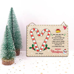 TRUMPETIC baby's first Christmas fingerprints candy cane sign as a memory keepsake for nurseries.