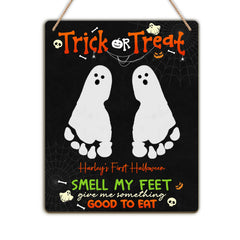 TRUMPETIC baby's-first-halloween-footprint-sign front view keepsake