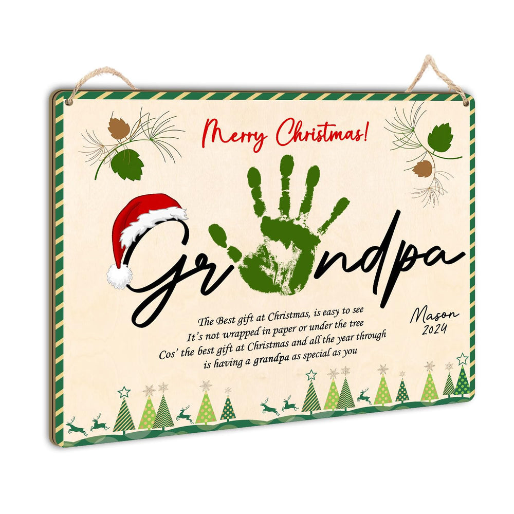 TRUMPETIC Christmas handprint sign grandpa craft—perfect keepsake gift idea.