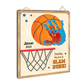 TRUMPETIC DIY Basketball Daddy Handprints Sign front view—personalized family keepsake for basketball fans