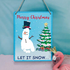 TRUMPETIC Let It Snow footprint sign with lights adds festive nursery decor