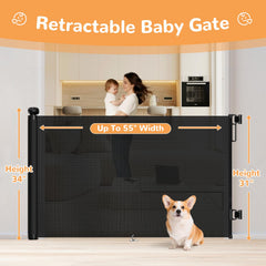 TrusTot retractable baby gate at doorway enables one-handed access