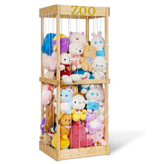 Trycooling stuffed animal zoo wood shelf: sturdy display for plush toys