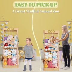 Trycooling stuffed animal zoo wood storage with elastic band provides accessible plush of varying sizes