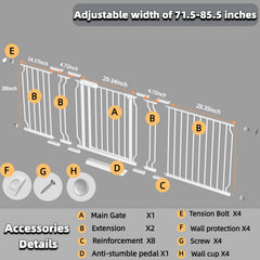 TSAYAWA baby gate pressure-mounted in doorway, quick installation and wall-safe