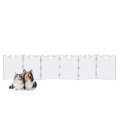 TSAYAWA Clear Acrylic Pet Gate in 6-panel 118in setup for spacious indoor play.