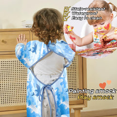 TSD Bib full-coverage back view shields highchair and clothes from splashes.