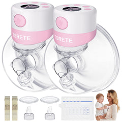 TSRETE Double Wearable Breast Pump front view showing hands-free pumping convenience.
