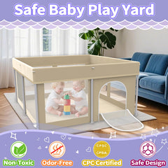 Ttottos foldable playpen beige carry bag demonstrates portable travel-friendly design.
