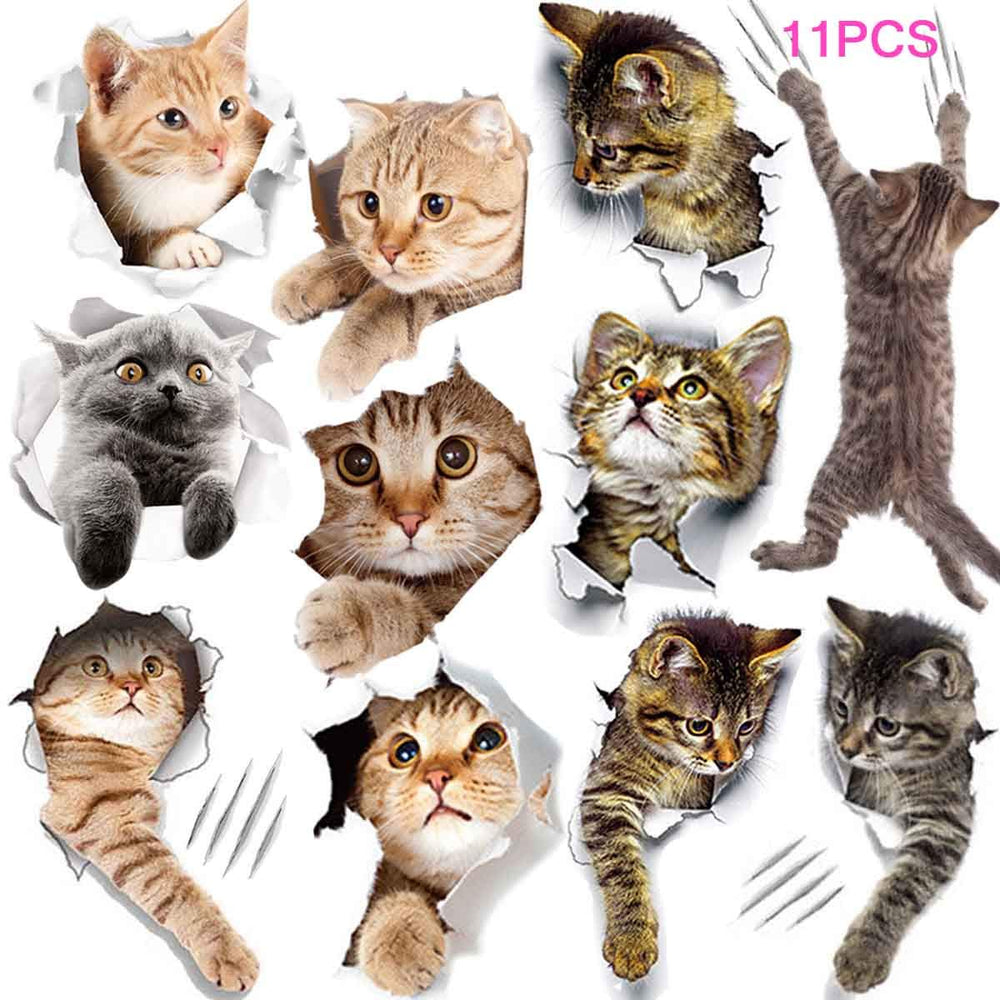 TTSAM 3D cat stickers assembly kit for customizable feline wall art