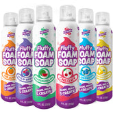 Tub Works Fluffy Foam Soap blueberry can display inviting colorful bath art and creative play.