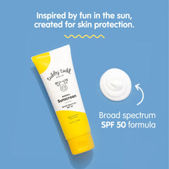 Tubby Todd sunscreen application on a child with a gentle rub-in