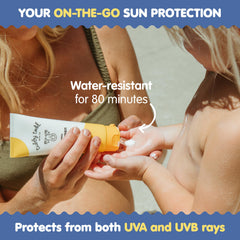 Tubby Todd sunscreen label close-up highlighting zinc oxide protection