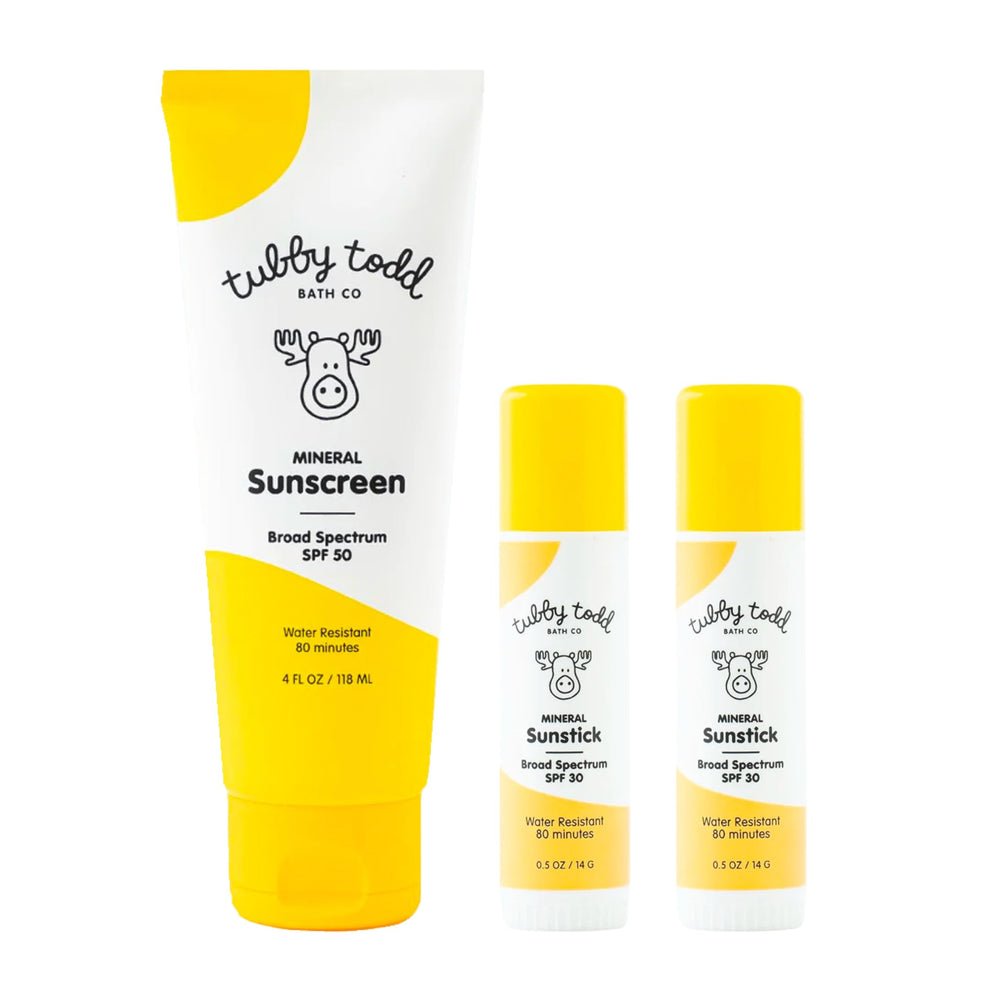 Tubby Todd fragrance-free sunscreen 4oz bottle offers gentle SPF 50 protection
