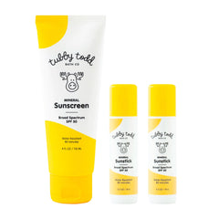 Tubby Todd fragrance-free sunscreen 4oz bottle offers gentle SPF 50 protection