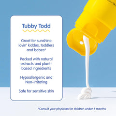 Tubby Todd sunstick application closeup—quick touch-ups on little faces