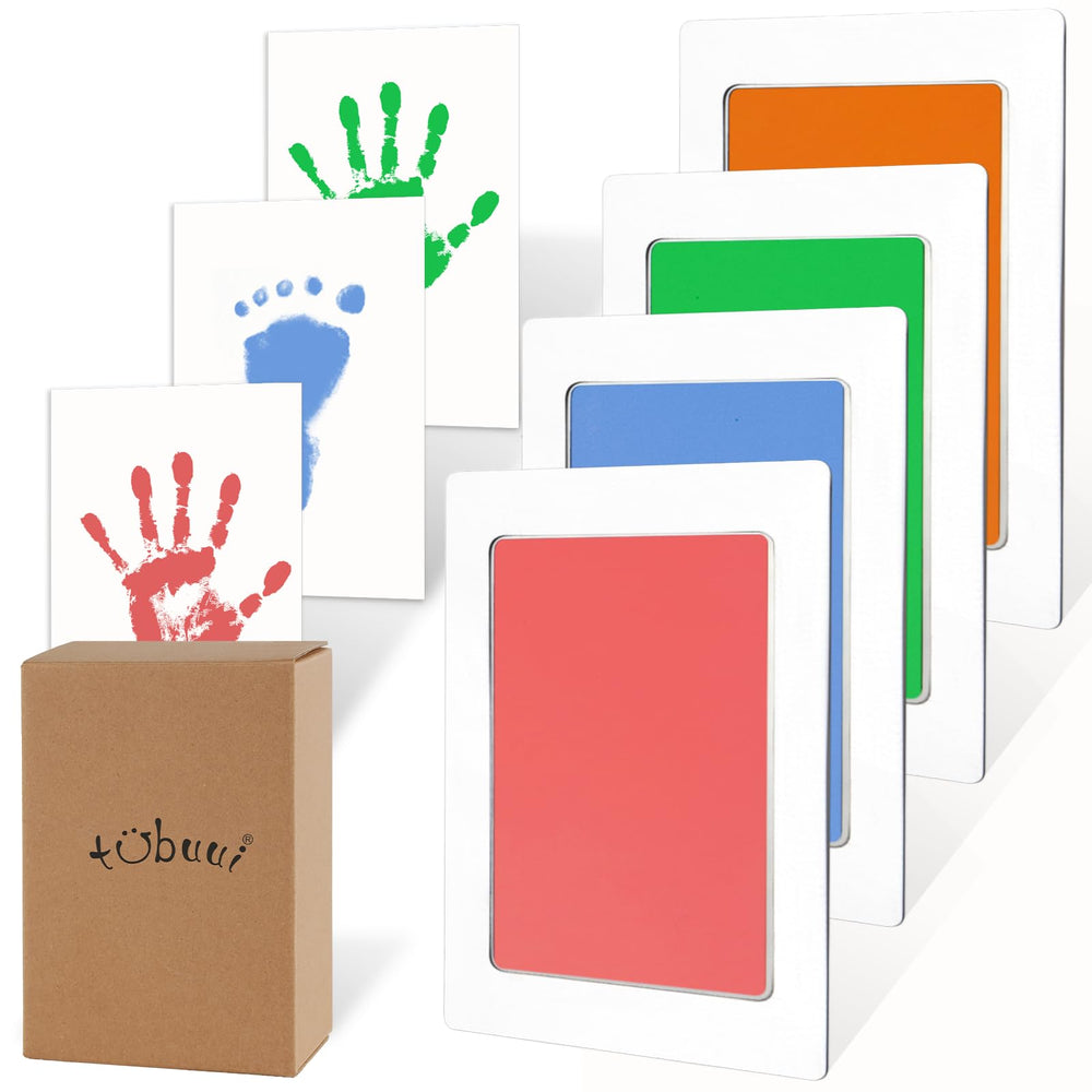 Tubuui 4-Pack Baby Footprint Kits pack shot shows four clean, keepsake-ready kits.