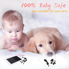 Tubuui Clean Touch ink pad demonstrates effortless use for new moms.