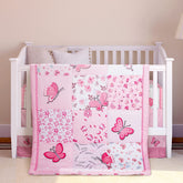 Tudomro butterfly crib bedding comforter pink, cozy sleep for baby girl.