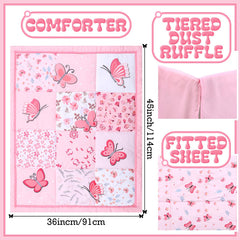 Tudomro butterfly crib bedding fitted sheet pink, snug elastic fit for mattress.