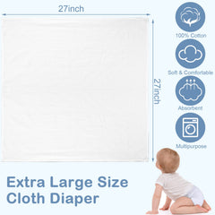 Tudomro 27x27 inch diaper cloth, large wrap for comfort.