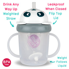 TUM TUM Tippy Up weighted-straw shows liquid following for upright sipping.