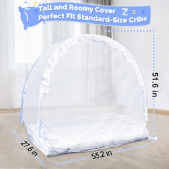 Tupi crib tent mesh close highlights see-through fabric and safety barrier.